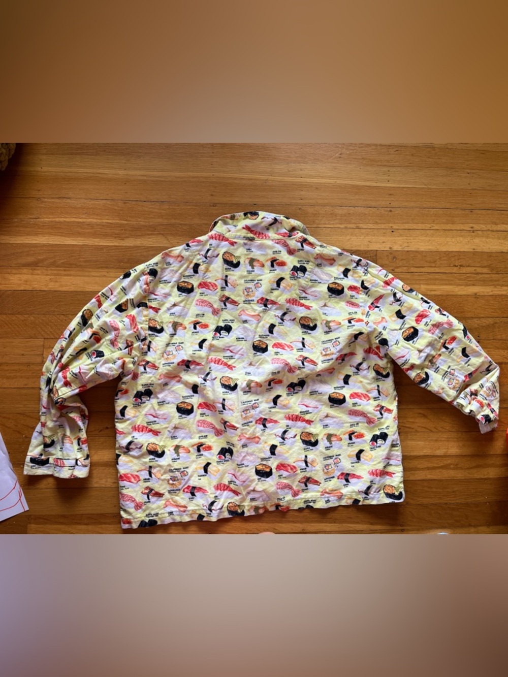 The Cat’s Pajamas yellow sushi flannel PJs cozy fuzzy japanese L novelty unagi - Picture 6 of 8